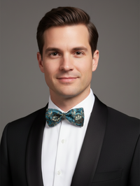The Emerald Sterling: Hand-Crafted Green & Silver Bow Tie view 2
