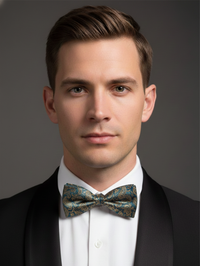 The Emerald Heirloom: Silver-Filigree Botanical Bow Tie view 2