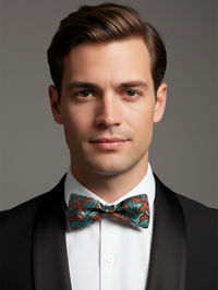 The Midnight Meadow: Emerald & Dusty Rose Silk Bow Tie view 2