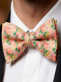 Pink Floral Print Bow Tie – Stylish & Charming Formal Accessory view 2