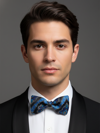 Celestial Sophistication: The Sky Blue & Noir Patterned Bow Tie view 2
