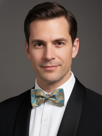 Elegant Brown and Blue Silk Bow Tie – Formal Men’s Accessory view 2