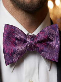 Elegant Purple Jacquard Floral Bow Tie – Refined Formal Accessory view 2