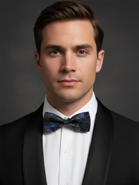 The Sterling Sapphire: Celestial Blue & Silver Filigree Bow Tie view 2