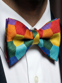 Multicolor Geometric Pattern Bow Tie – Vibrant Formal Accessory view 2