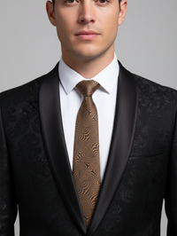 Luxury Golden Necktie with Black Woven Detailing view 2