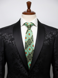 Stylish Dark & Light Green Tie with Red Dots – Bold Yet Elegant view 2