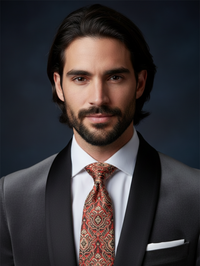 Luxury Red Necktie with Black & Golden Woven Work view 2