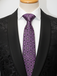 Dark Pink Tie with Black Work – Elegant Designer Necktie view 2