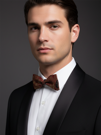 The Crimson Gilded Beau: Dark Red & Rose Gold Bow Tie view 2