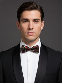 Black Bow Tie with Red & Golden Embroidered Work – Premium Ethnic Party Wear view 2