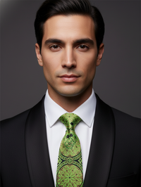 Elegant Green Necktie – Dark & Light Shade Woven Design view 2