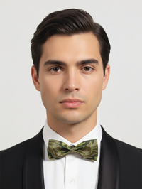 The Verdant Shadow: Emerald & Onyx Patterned Bow Tie view 2
