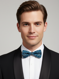Azure Dreams: The Sky Blue Geometric Patterned Bow Tie view 2