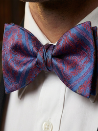 Blue & Red Paisley Bow Tie – Premium Formal Accessory view 2