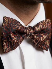 Black & Red Paisley Jacquard Bow Tie – Sophisticated Formal Accessory view 2