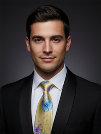 Luxury Golden Floral Printed Silk Tie for Men – Elegant Designer Necktie view 2