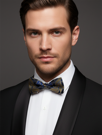 The Midnight Forest Bow Tie: Sophisticated Emerald & Azure Print view 2
