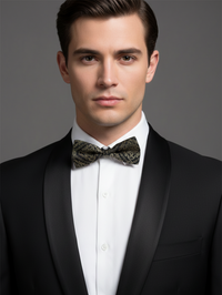 The Sterling Shadow: Metallic Silver & Onyx Bow Tie view 2