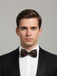 The Midnight Vineyard: Burgundy & Black Embroidered Bow Tie view 2