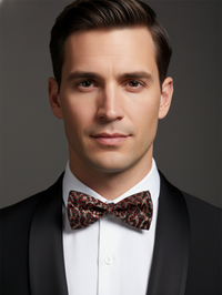 The Regal Monarch: Maroon & Gold Hand-Embellished Bow Tie view 2