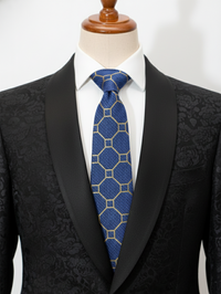 Sophisticated Blue Tie with Subtle Golden Detailing – Timeless Elegance view 2