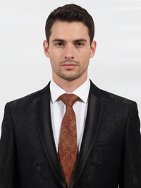Luxury Red Necktie with Elegant Golden Embroidery view 2