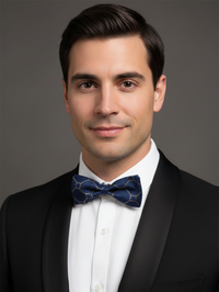The Twilight Eclipse: Navy & Black Textured Bow Tie view 2