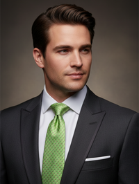 Premium Green Silk Tie with Red Dot Print – Classic Designer Necktie view 2