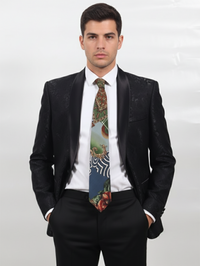Stylish Blue Necktie with Modern Printed Design view 2