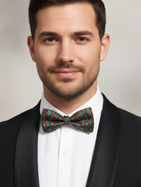 The Crimson Forest: Artisan Black-Stitched Bow Tie view 2