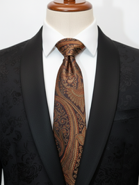 Classic Brown Paisley Necktie with Elegant Woven Detailing view 2