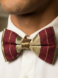 Classic Burgundy & Gold Striped Bow Tie – Elegant Formal Accessory view 2