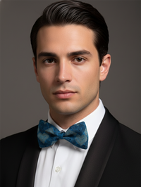 The Azure Distinction: Midnight & Sky Blue Silk Bow Tie view 2