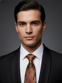 Red Tie with Golden & Black Work – Elegant Designer Necktie view 3