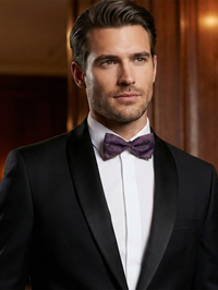 Purple & Gold Paisley Floral Bow Tie – Elegant Formal Accessory view 3