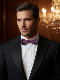 Elegant Purple Jacquard Floral Bow Tie – Refined Formal Accessory view 3