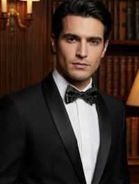 Elegant Black Beaded Satin Bow Tie – Classic Formal Accessory view 3