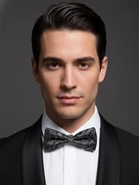 The Midnight Gradient: Premium Black & Charcoal Gray Bow Tie view 3