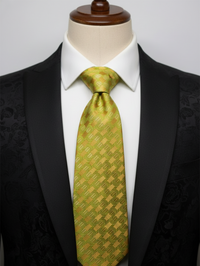 Premium Olive Green Silk Tie with Subtle Woven Pattern view 3