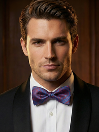 Blue & Red Paisley Bow Tie – Premium Formal Accessory view 3
