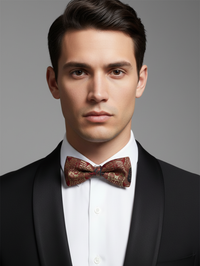 The Crimson Gilded Beau: Dark Red & Rose Gold Bow Tie view 3