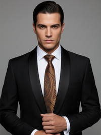 Classic Brown Paisley Necktie with Elegant Woven Detailing view 3