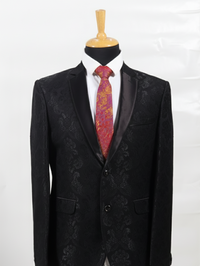 Red Art Silk Tie with Blue & Golden Patch Work view 3