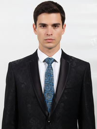 Textured Blue Silk Tie – Classic Woven Finish view 3