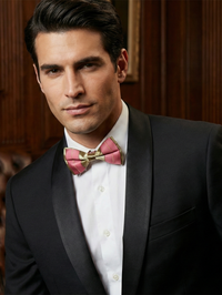 Pink & Gold Satin Striped Bow Tie – Stylish Formal Accessory view 3