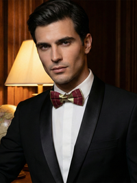 Classic Burgundy & Gold Striped Bow Tie – Elegant Formal Accessory view 3