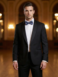 Classic Navy & Gold Paisley Bow Tie – Elegant Formal Accessory view 3