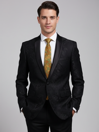 Brown Art Silk Tie with Golden Floral Work view 3