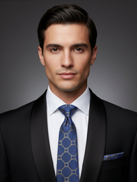 Sophisticated Blue Tie with Subtle Golden Detailing – Timeless Elegance view 3